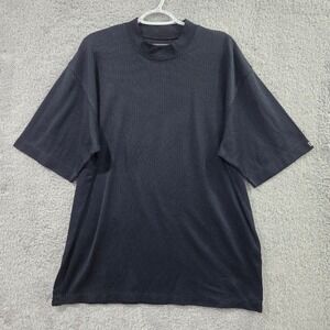 Cutter & Buck T-Shirt Men's XXL‎ Navy Blue Ribbed Mock Neck Short Sleeve DryTec